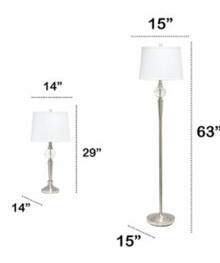 Lalia Home Crystal Drop Table and Floor Lamp Set - Brushed Nickel
