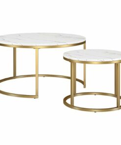 Camden&Wells - Watson Nesting Coffee Table (Set of 2) - Gold/Faux Marble