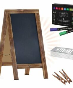 Flash Furniture - Canterbury 20"W x 2-26"D x 40"H Magnetic A-Frame Chalkboard - Rustic Brown 0