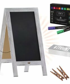 Flash Furniture - Canterbury 20"W x 2-26"D x 40"H Magnetic A-Frame Chalkboard - White Wash 1