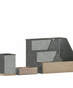 Flash Furniture - Comerford 9.75"W x 6"D x 7.25"H Desk Organizer - Galvanized