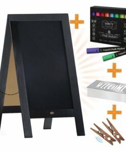 Flash Furniture - Canterbury 20"W x 2-26"D x 40"H Magnetic A-Frame Chalkboard - Black 1