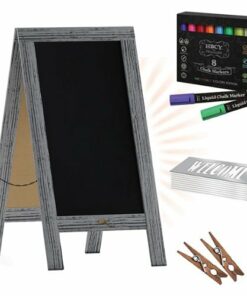 Flash Furniture - Canterbury 20"W x 2-26"D x 40"H Magnetic A-Frame Chalkboard - Gray Wash