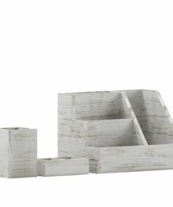 Flash Furniture - Comerford 9.75"W x 6"D x 7.25"H Desk Organizer - White Wash