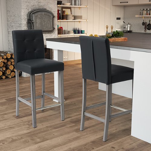 CorLiving - Leila Fabric Bar Height Barstool - Graphite Black
