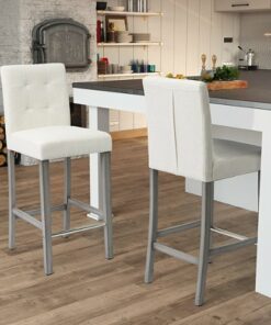 CorLiving - Leila Fabric Square Tufted Bar Height Barstool - Beige