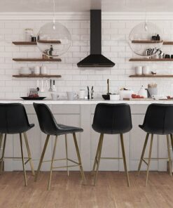 CorLiving - Christoff Modern Counter Height Barstool (Set of 2) - Black