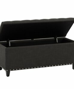 CorLiving - Boston Tufted Fabric Storage Ottoman - Dark Grey