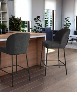 CorLiving - Luxury Boucle Counter Height Bar Stools (Set of 2) - Grey