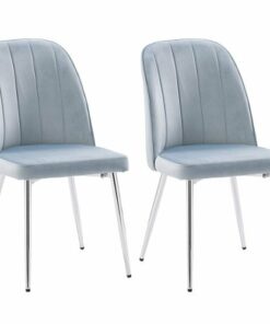 CorLiving - Nash Velvet Channel Tufted Side Chair - Blue