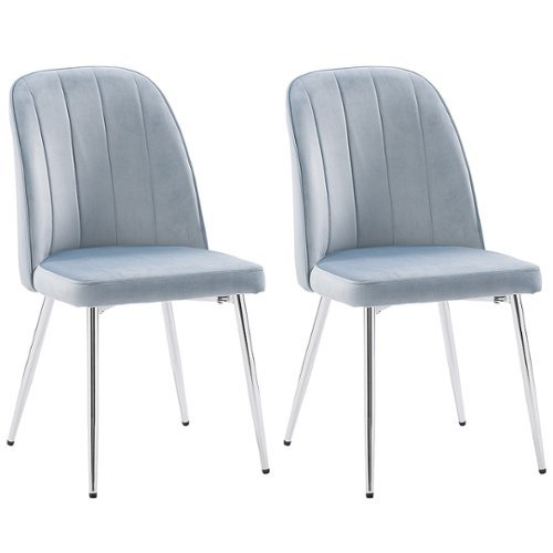 CorLiving - Nash Velvet Channel Tufted Side Chair - Blue