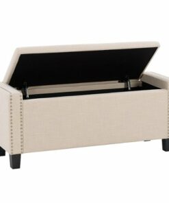 CorLiving - Boston Storage Fabric Ottoman - Beige