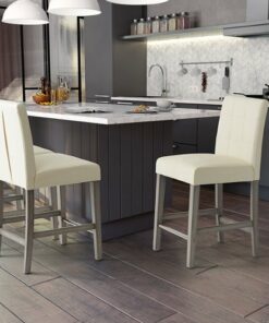 CorLiving - Leila Counter Height Barstool - White