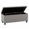 CorLiving - Boston Tufted Fabric Storage Ottoman - Light Grey