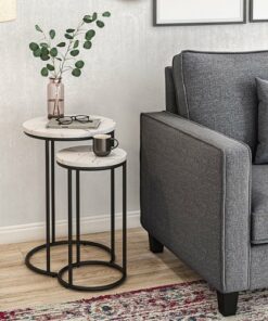 CorLiving - Fort Worth Nesting Side Table - White Marble