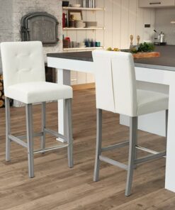 CorLiving - Leila Bar Height Barstool - White