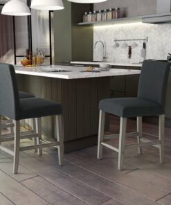 CorLiving - Laura Fabric Counter Height Barstool - Dark Grey
