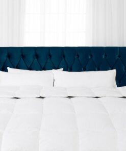 CorLiving - Catalina Diamond Button Tufted Velvet King Headboard - Navy Blue