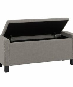 CorLiving - Boston Storage Fabric Ottoman - Light Grey
