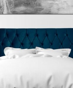 CorLiving - Catalina Diamond Button Tufted Velvet Queen Headboard - Navy Blue