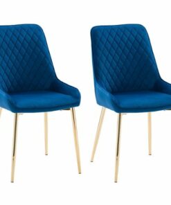 CorLiving - Nash Velvet Channel Tufted Side Chair - Navy Blue