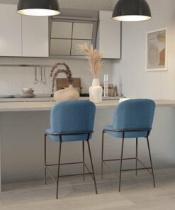 CorLiving - Blakeley Fabric Counter Height Barstool - Blue