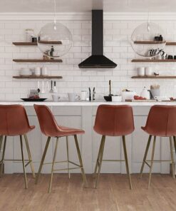 CorLiving - Christoff Modern Counter Height Barstool (Set of 2) - Brown