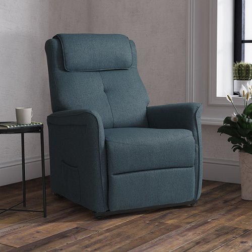 CorLiving - Ashley Power Lift Fabric Recliner - Blue