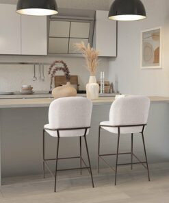 CorLiving - Blakeley Fabric Counter Height Barstool - Light Grey