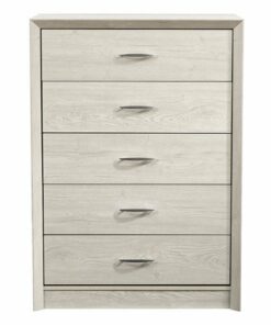 CorLiving - Newport 5 Drawer Tall Dresser - White Washed Oak