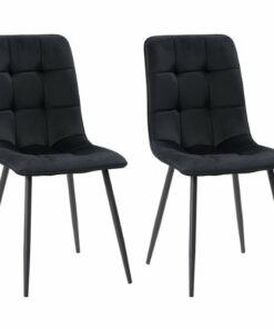 CorLiving - Nash Velvet Side Chair With Legs - Black
