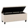 CorLiving - Boston Tufted Fabric Storage Ottoman - Beige