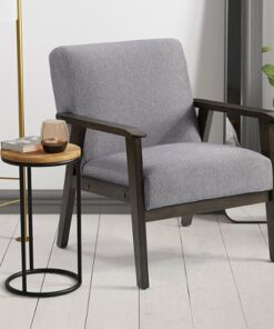 CorLiving - Greyson Wood Armchair - Light Grey