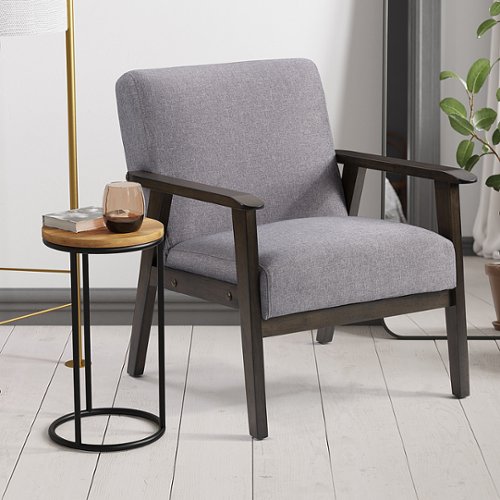 CorLiving - Greyson Wood Armchair - Light Grey