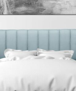 CorLiving - Helena Channel Tufted Velvet Queen Headboard - Light Blue