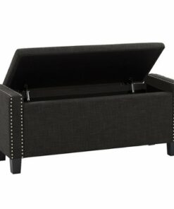 CorLiving - Boston Storage Fabric Ottoman - Dark Grey