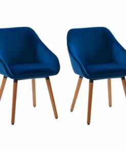 CorLiving - Ayla Velvet Side Chair - Navy Blue