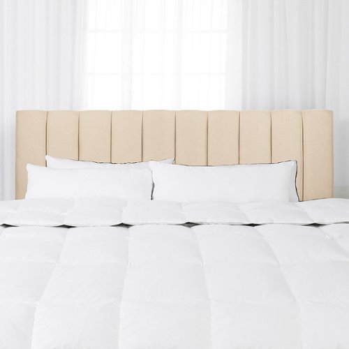 CorLiving - Helena Channel Tufted Velvet King Headboard - Cream
