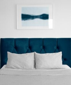 CorLiving - Catalina Diamond Button Tufted Velvet Twin Headboard - Navy Blue