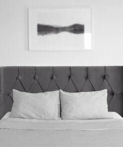CorLiving - Catalina Diamond Button Tufted Velvet Full/Double Headboard - Dark Grey