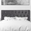 CorLiving - Catalina Diamond Button Tufted Velvet Queen Headboard - Dark Grey