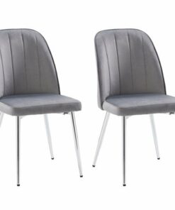 CorLiving - Nash Velvet Channel Tufted Side Chair - Grey
