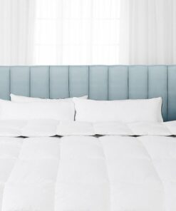 CorLiving - Helena Channel Tufted Velvet King Headboard - Light Blue