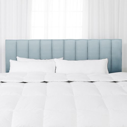 CorLiving - Helena Channel Tufted Velvet King Headboard - Light Blue