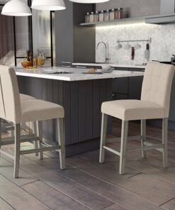CorLiving - Leila Fabric Square Tufted Counter Height Barstool - Beige