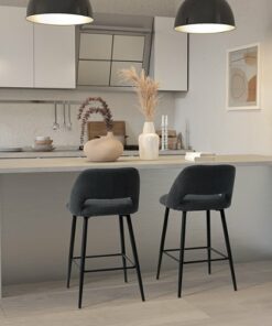 CorLiving - Talia Velvet Counter Height Barstool (Set of 2) - Black