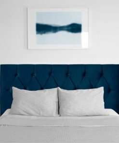 CorLiving - Catalina Diamond Button Tufted Velvet Full/Double Headboard - Navy Blue