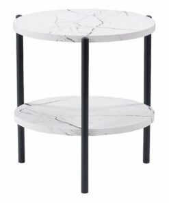 CorLiving - Ayla Marbled Effect Two Tiered End Table - White and Black