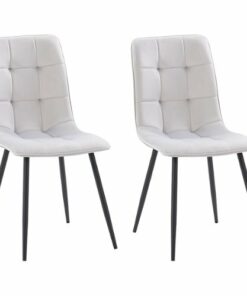 CorLiving - Nash Velvet Side Chair With Black Legs - Light Grey
