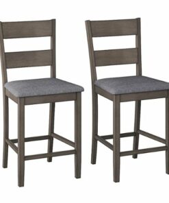 CorLiving - Tuscany Counter Height Dining Chair (Set of 2) - Washed Grey